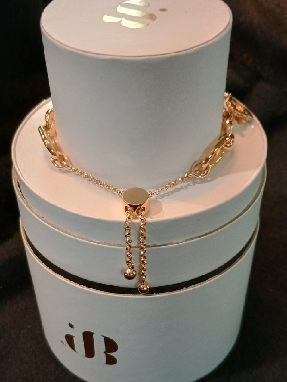 Gold and Light Pink Crystal Link Bracelet Stack - Picture 9 of 9